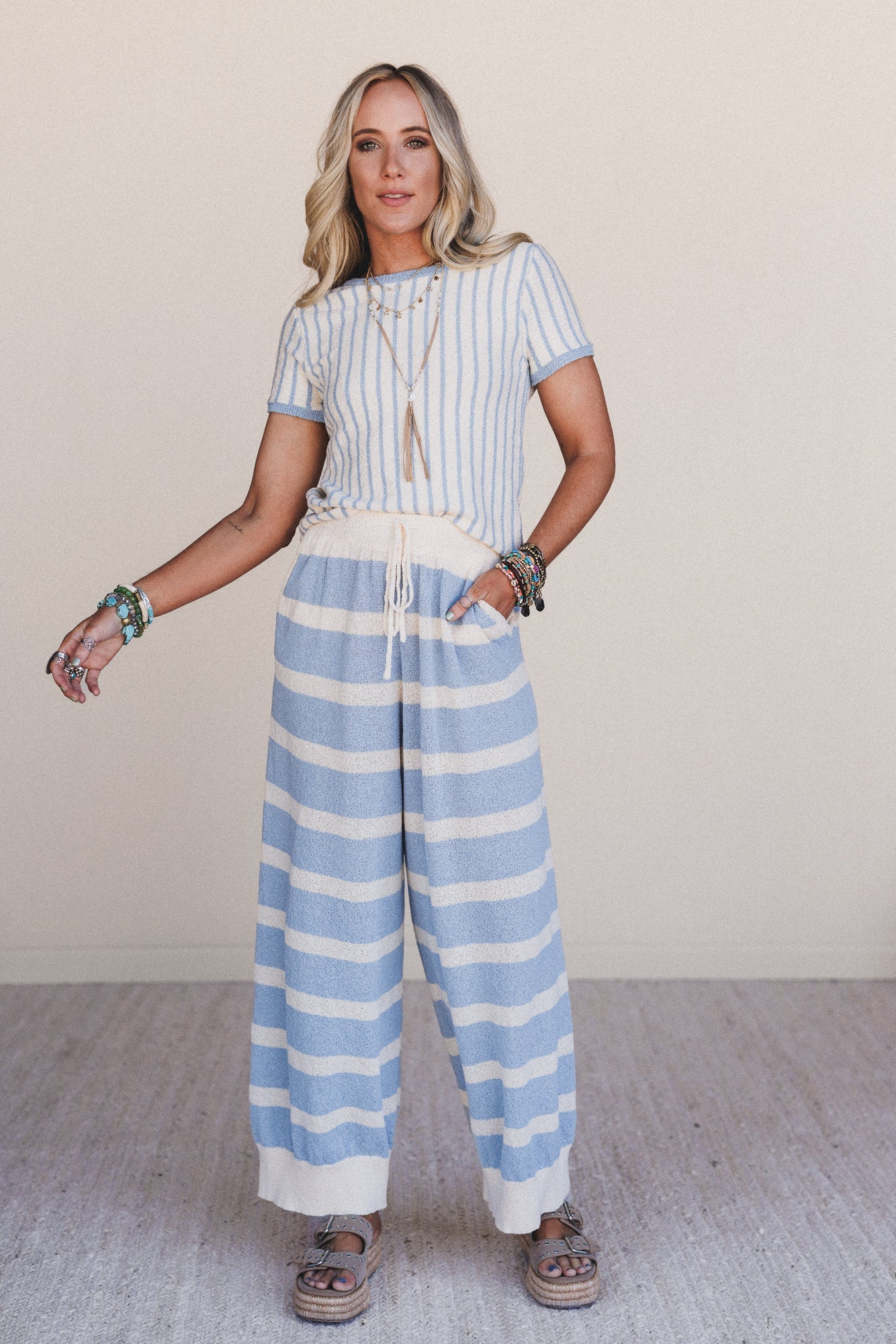 Salt Kissed Striped Top - Ivory Multi