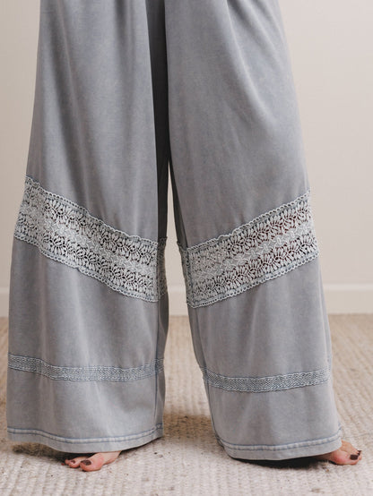 Country Sunshine Crochet Wide Leg Jumpsuit - Blue