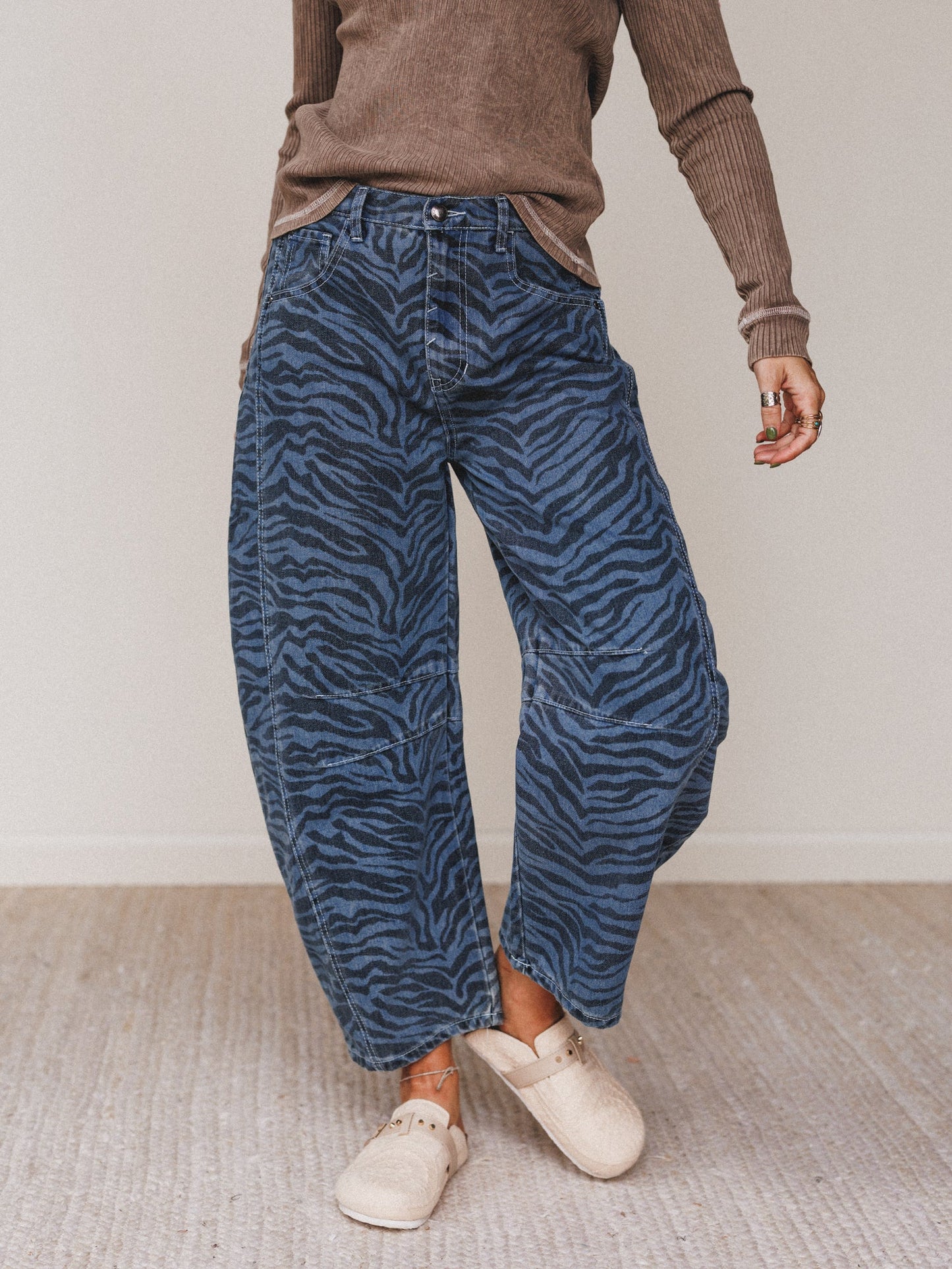 Saddle Sky Animal Print Pants - Denim