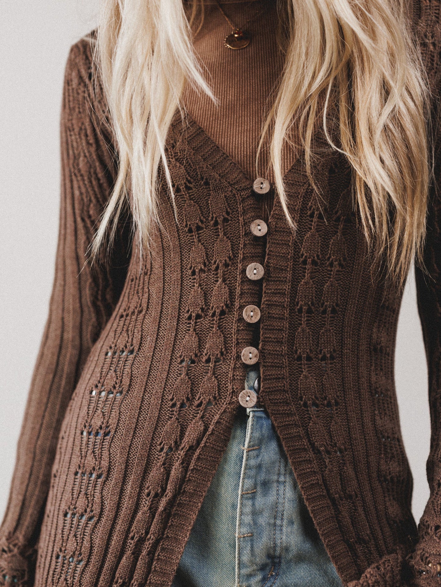 Windswept Long Knit Cardigan  - Mocha