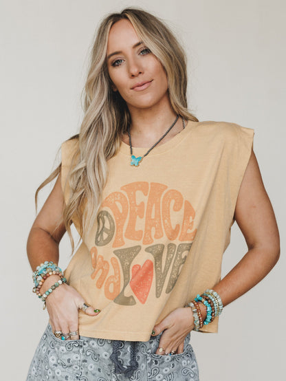 The Nest Groovy Love Graphic Tee - Faded Mustard