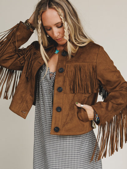Fringe Theory Suede Jacket - Camel