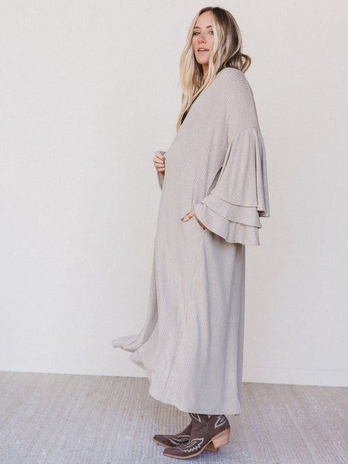 The Nest Radiant Ruffles Duster Cardigan - Taupe