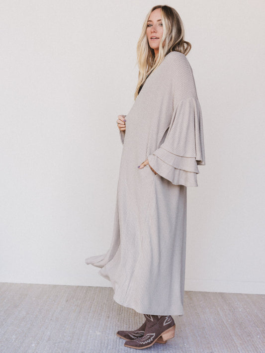 The Nest Radiant Ruffles Duster Cardigan - Taupe