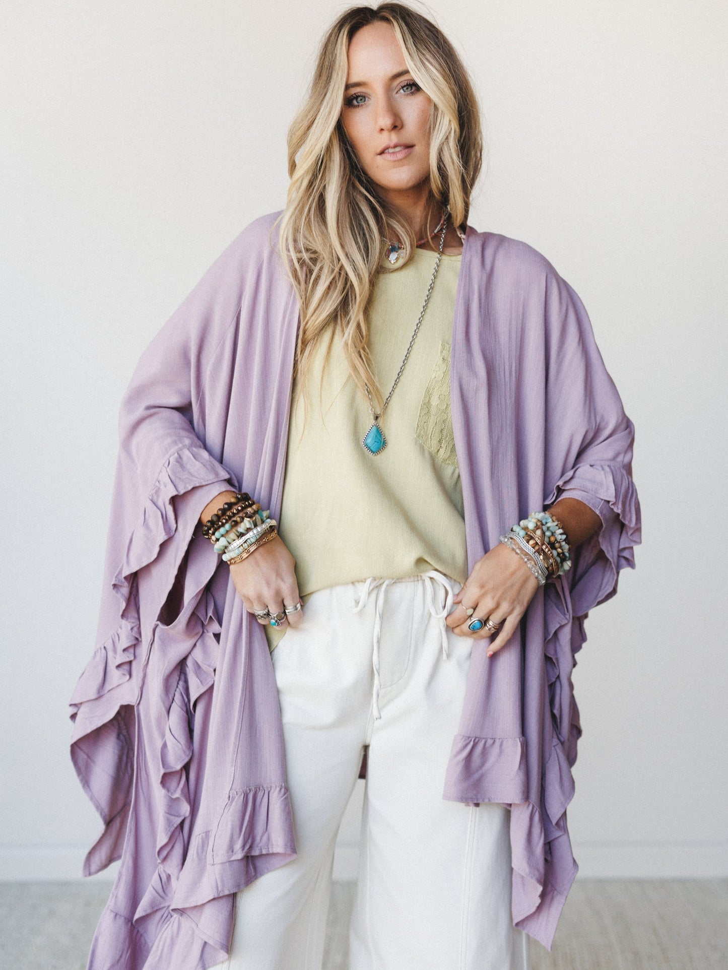 The Nest Let Me Ruffled Kimono - Pale Plum