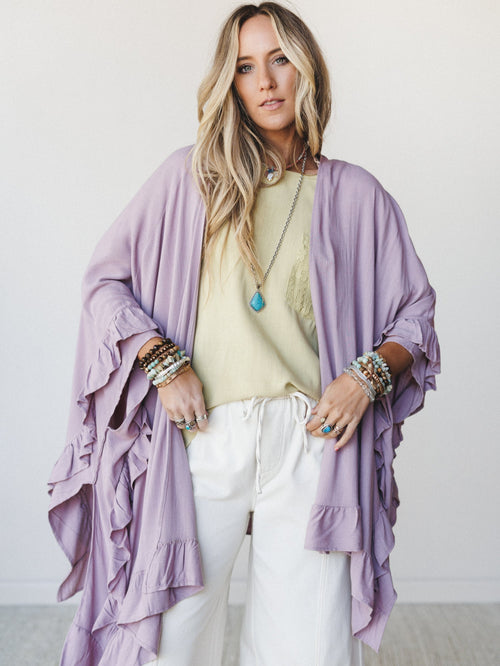 The Nest Let Me Ruffled Kimono - Pale Plum