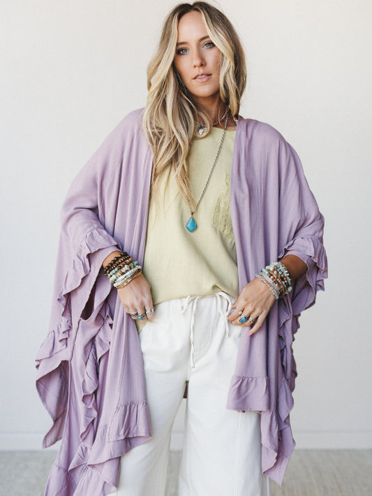 The Nest Let Me Ruffled Kimono - Pale Plum