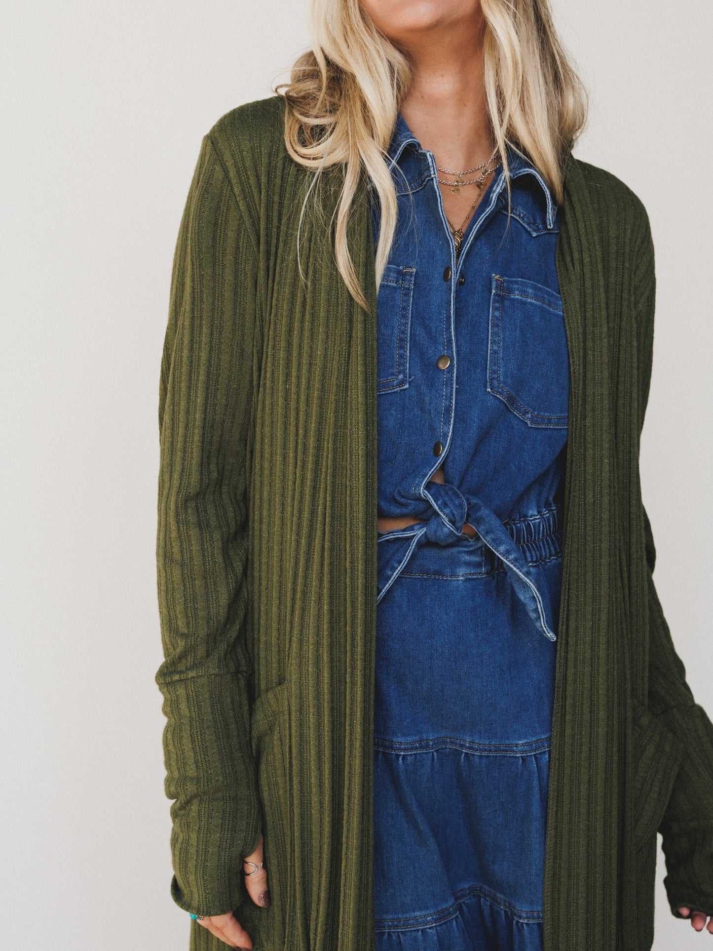 The Nest Finishing Touch Duster Cardigan - Olive