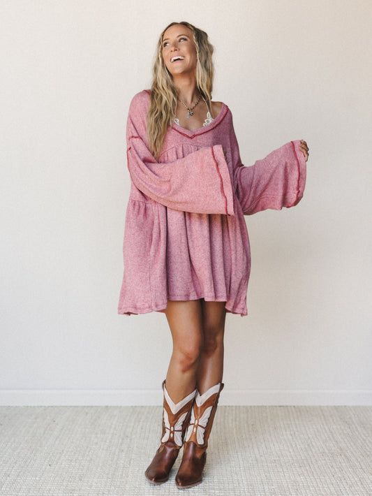 The Nest Carefree Mini Dress - Two Tone Mauve