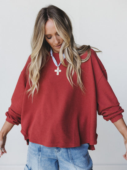 The Nest Essential Sweater Top - Marsala