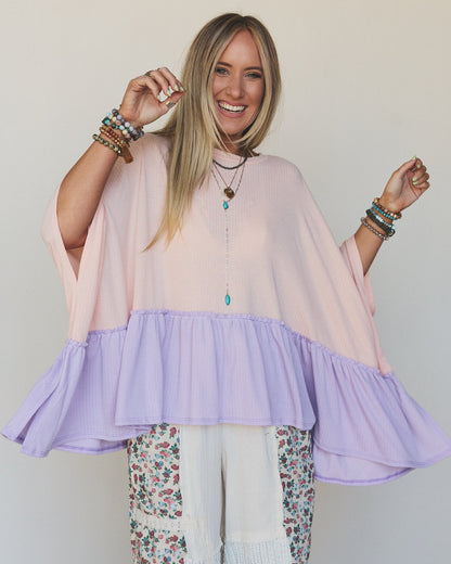 The Nest Sally Ruffle Top - Peach Lilac