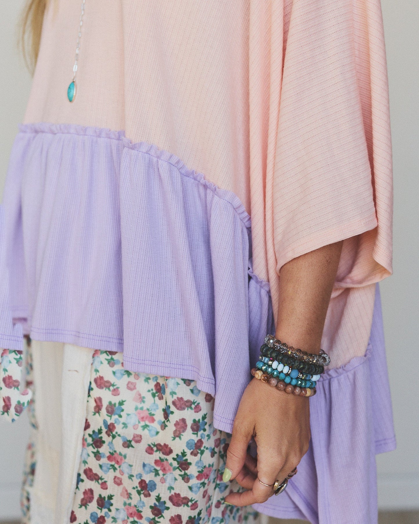 The Nest Sally Ruffle Top - Peach Lilac