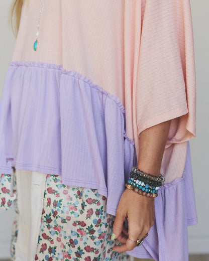 The Nest Sally Ruffle Top - Peach Lilac