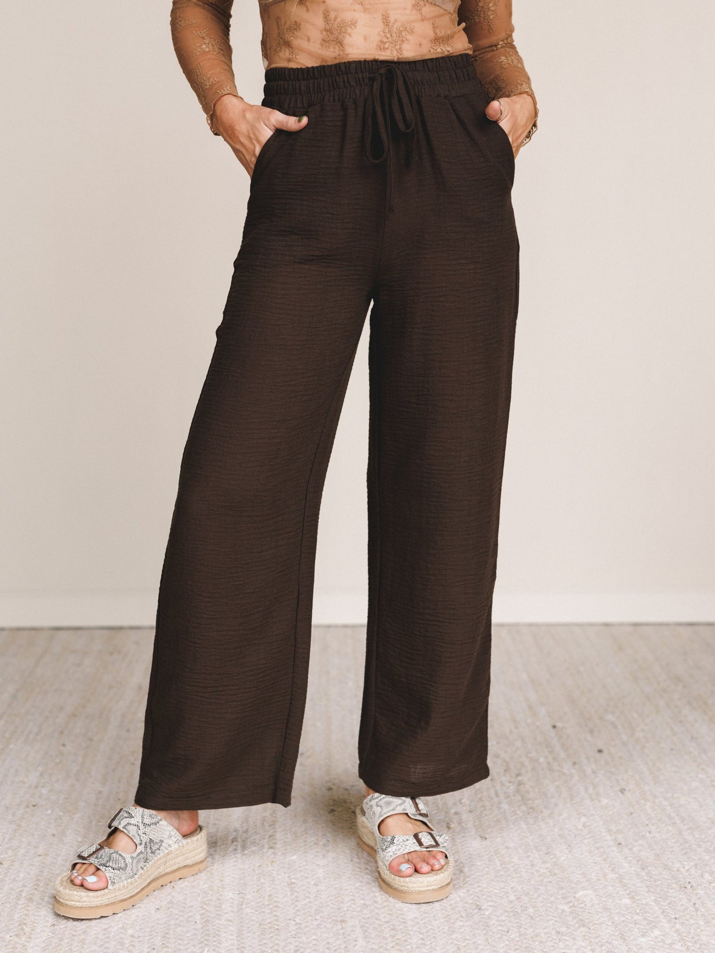 Easy Flow Wide Leg Pant - Brown