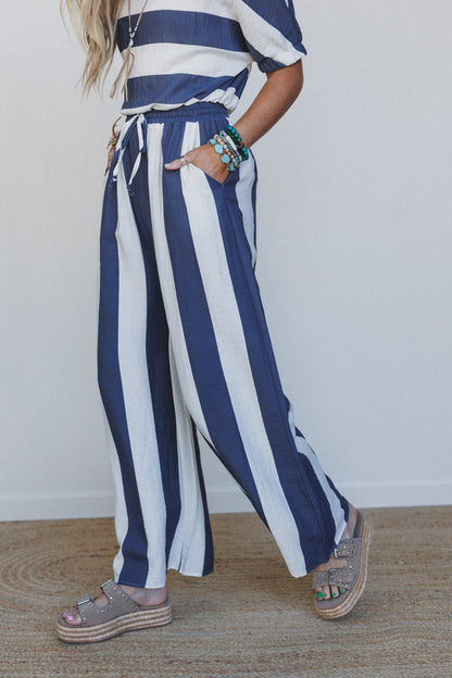 Nautical Wide Leg Pant - Navy Multi