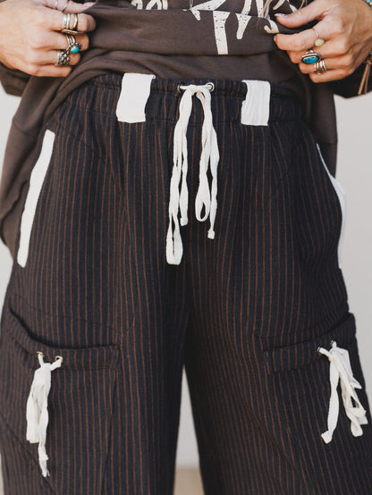 Ahoy Boho Striped Joggers - Midnight