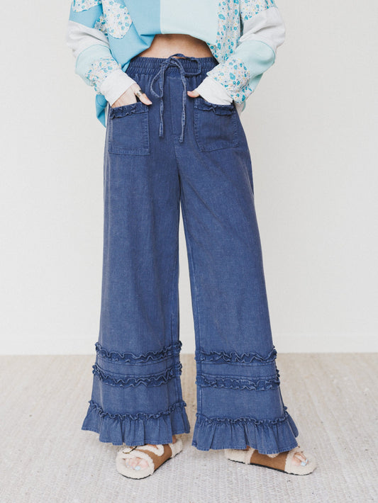Chase The Horizon Ruffle Pants - New Blueberry