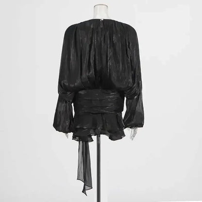 Women's A-Line Mini Dress with Long Sleeves & Empire Waist