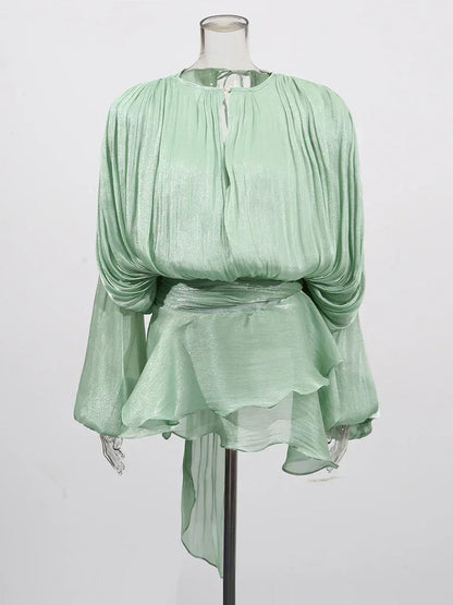 Women's A-Line Mini Dress with Long Sleeves & Empire Waist