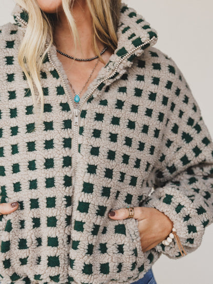 Ready Set Go Checkered Jacket - Taupe