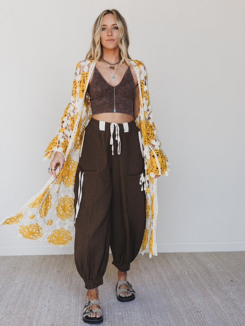 Dazzling Light Duster Kimono - Yellow Multi