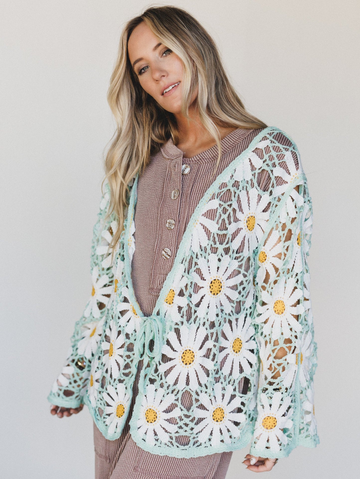 Flower Field Cardigan - Mint