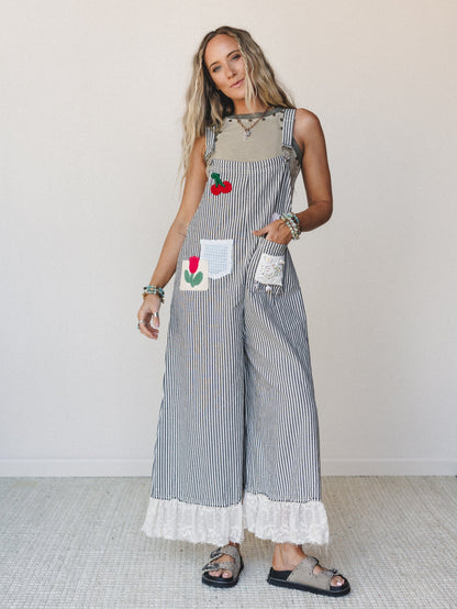 A Bit of Whimsy Jumpsuit - Black Stripe