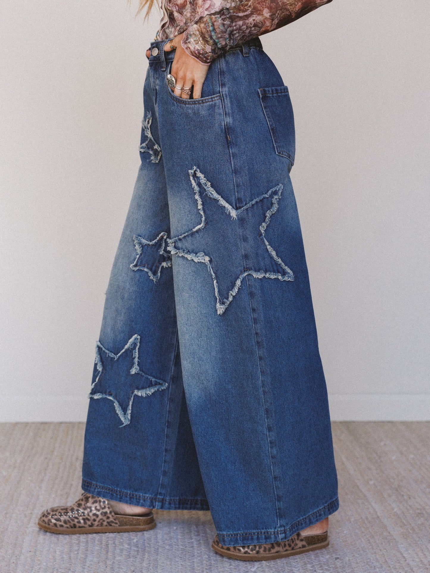 Star Child Wide Leg Jeans - Denim