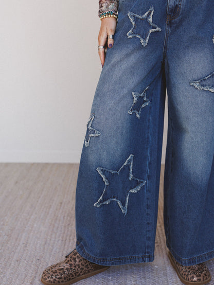 Star Child Wide Leg Jeans - Denim