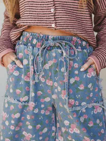 Love Petals Pants  - Light Denim
