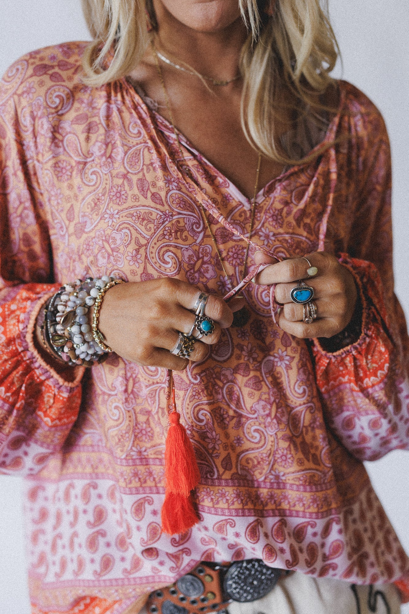The Nest Lani Border Print Top - Orange Border Print