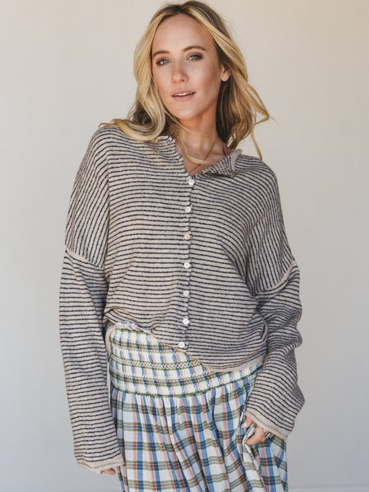 Amara Button Down Cardigan - Natural