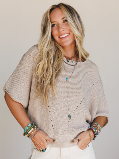 Somewhere Soft Sweater Top - Oatmeal