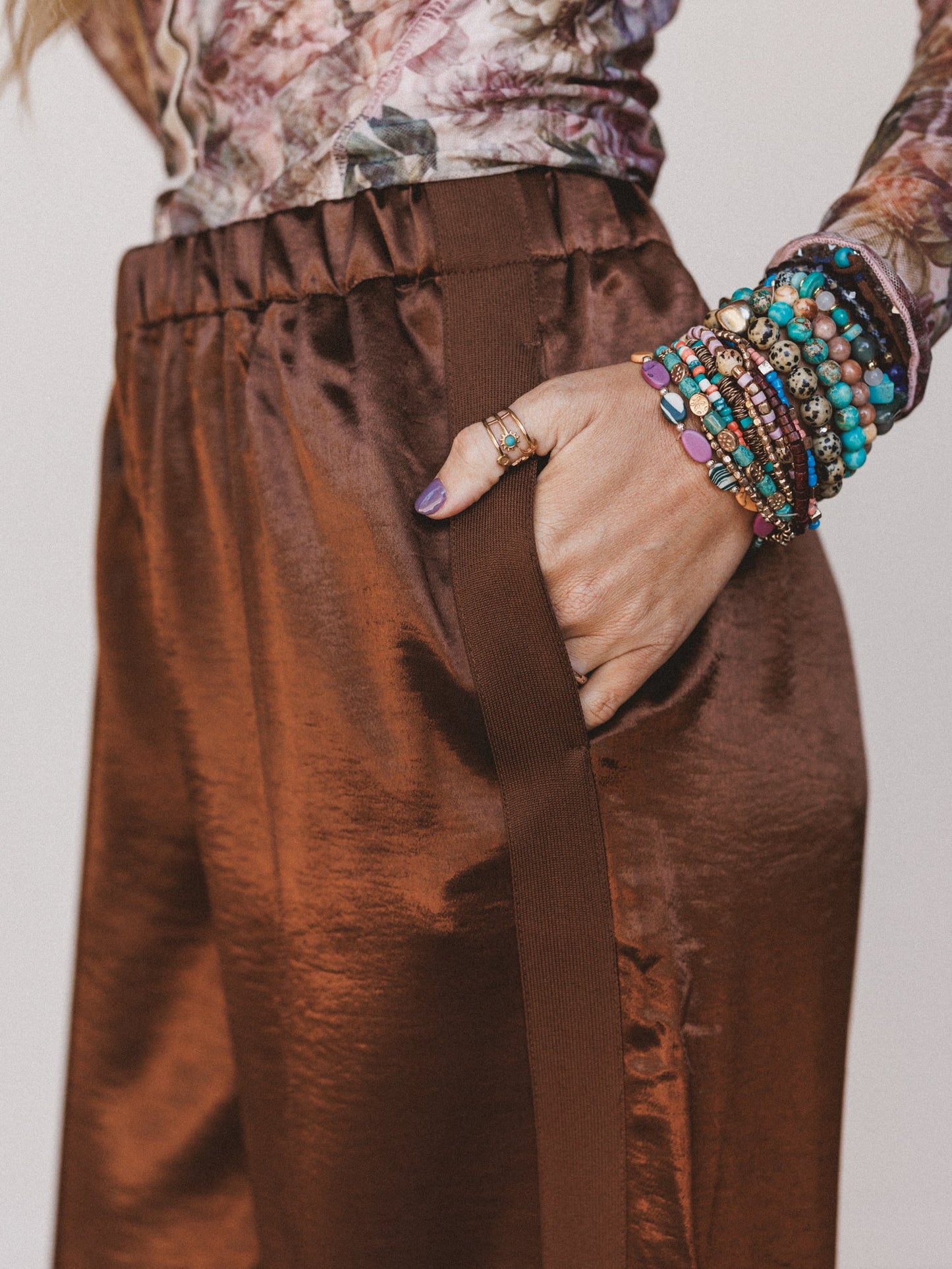 Feeling Sleek Satin Pants - Brown