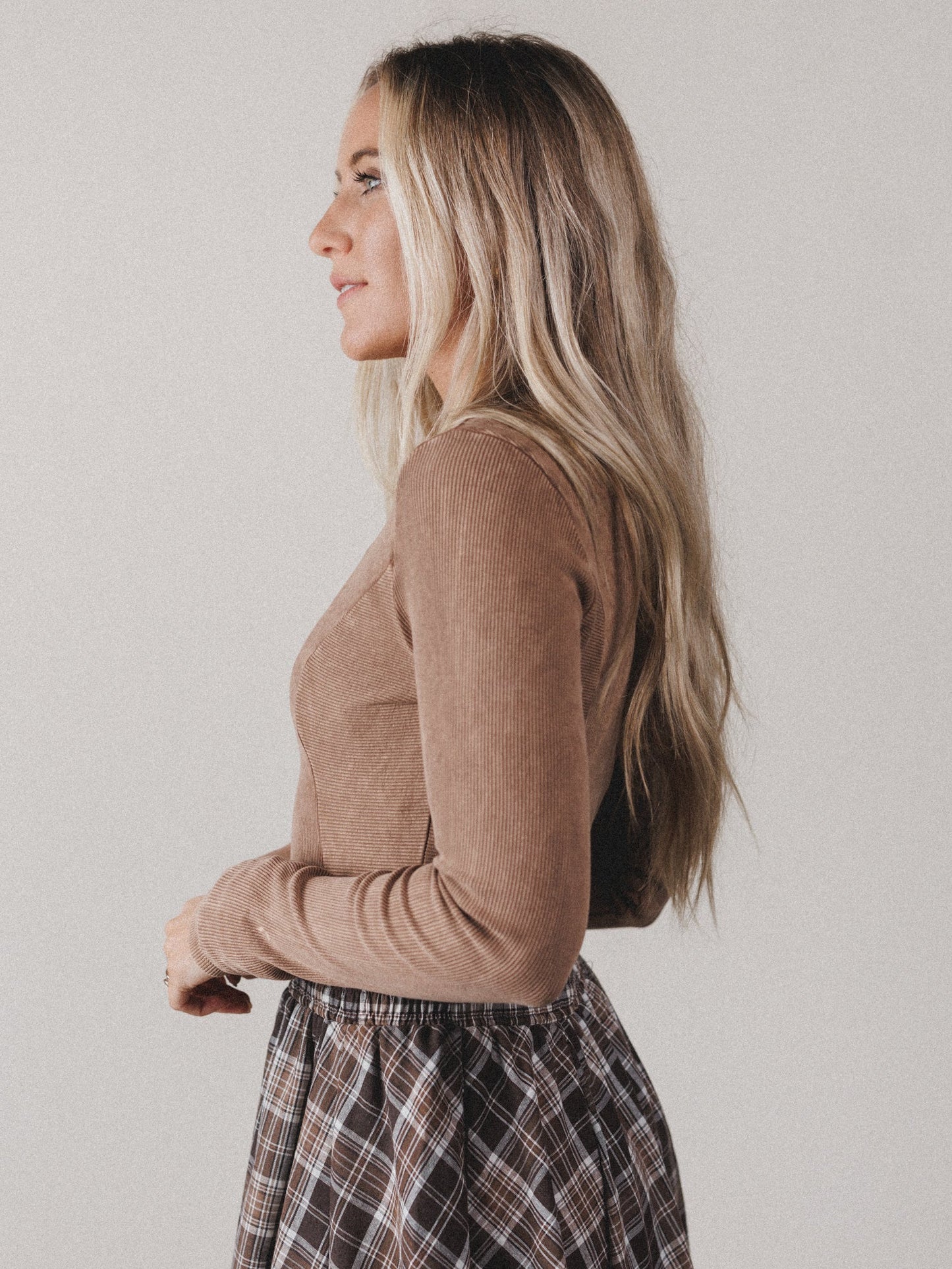 Serephina Ribbed Bodysuit Top - Mocha