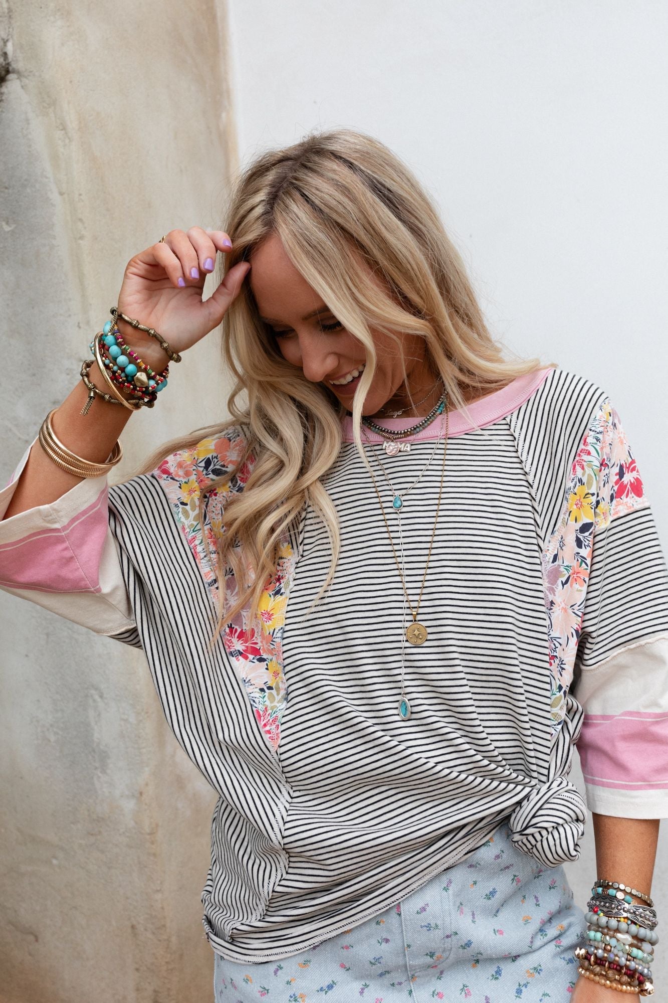 Britt Patchwork Top - Oat