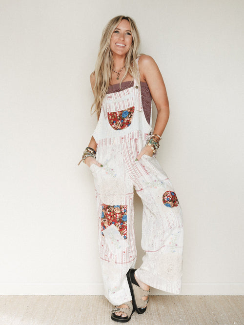 Art Notes Jumpsuit - Ruby Striped