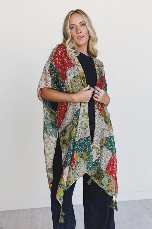 Garden Fairy Floral Kimono - Olive