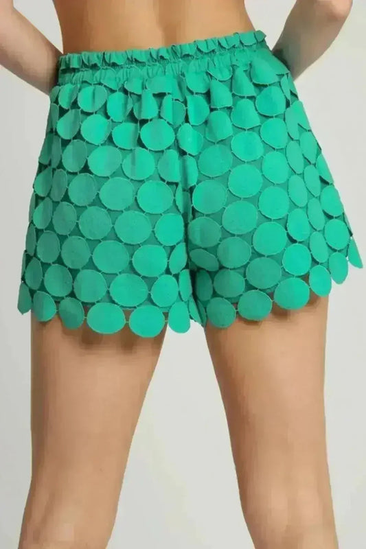 Umgee Full Size Polka Dot Lace Shorts Plus Size