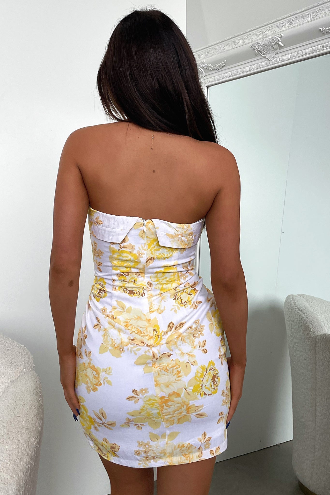 Charms Dress - Yellow/ White Floral