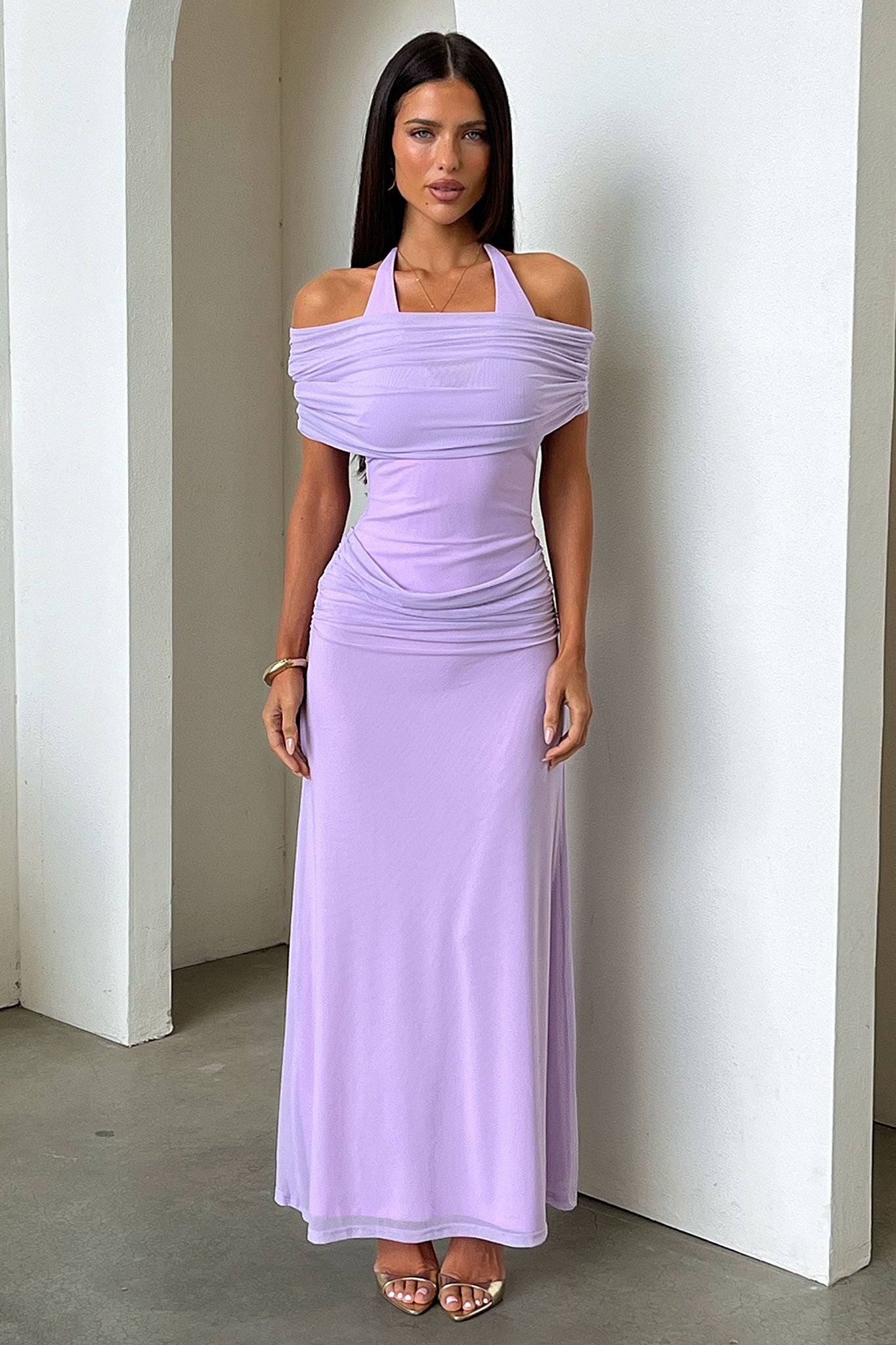 Ellie Halter Neck Maxi Dress - Purple
