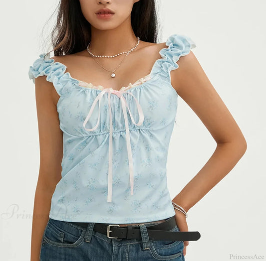 Floral Lace Patchwork Sleeveless Slim Fit Club Crop Vest