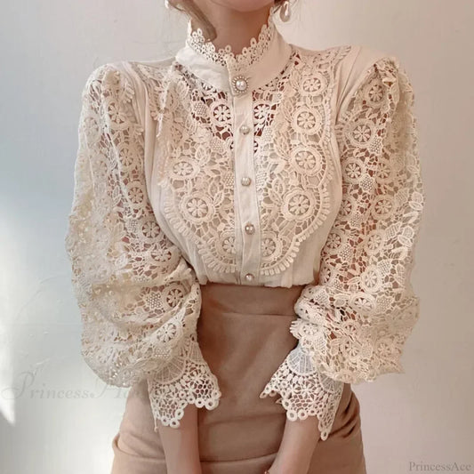 Flower Lace Patchwork Petal Sleeve Blouse