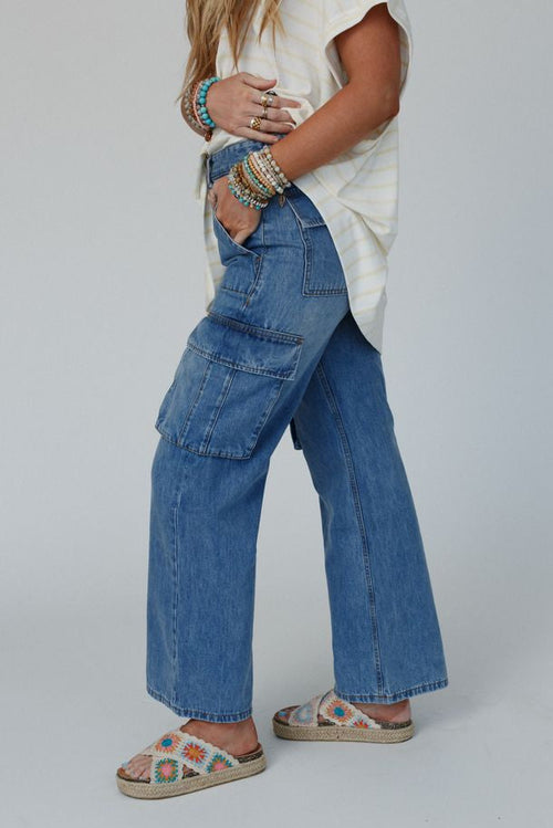 Britain Cargo Jeans - Medium Denim