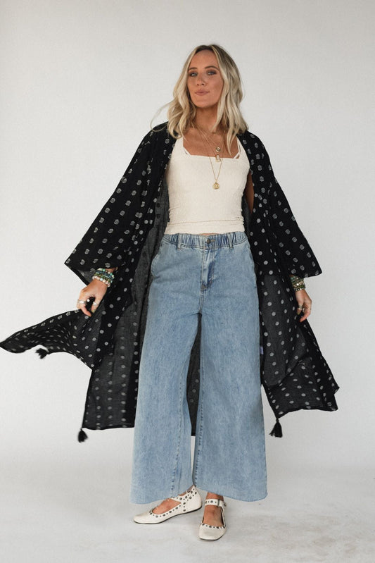 Selene Tassel Kimono - Black