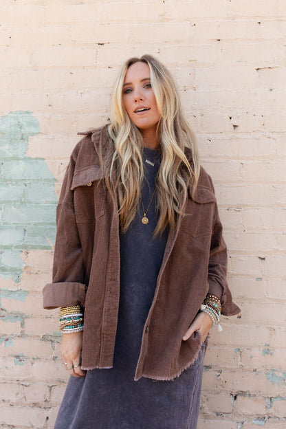 Gardener Embroidered Button Down Top - Mocha