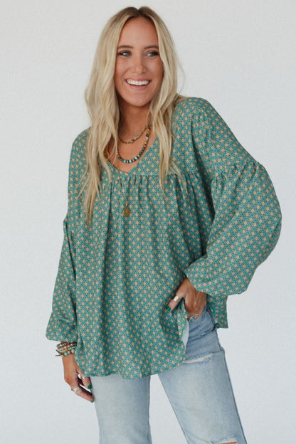 The Nest Kendrix Printed Top - Teal
