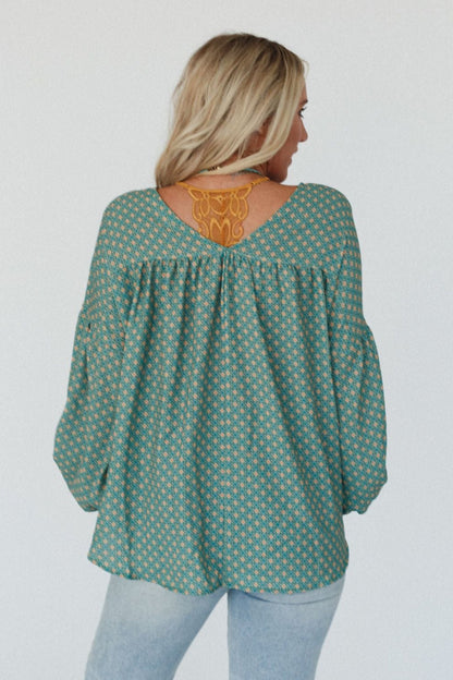 The Nest Kendrix Printed Top - Teal