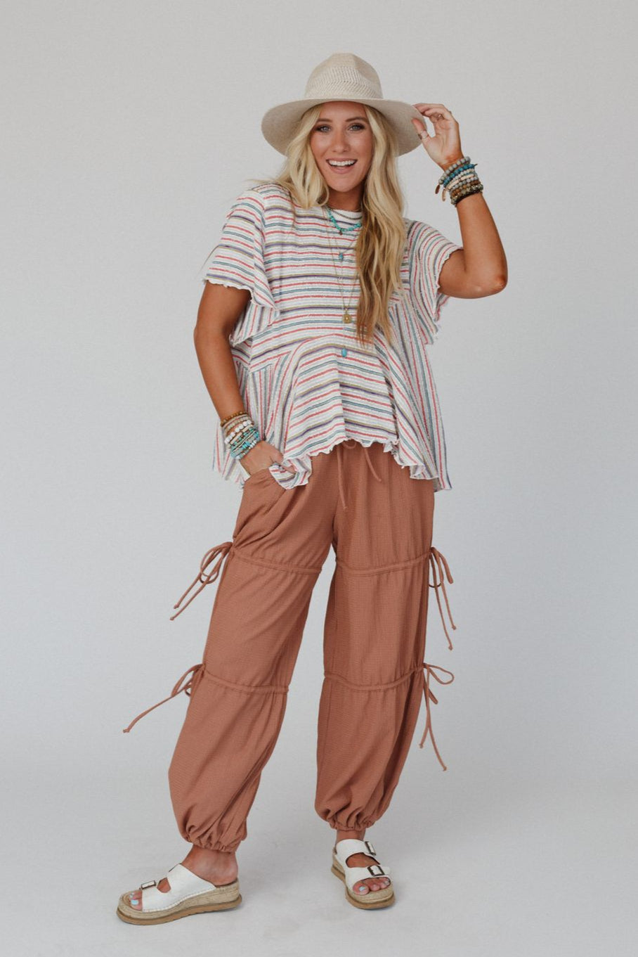The Nest Everlasting Love Drawstring Pants - Tan Brown