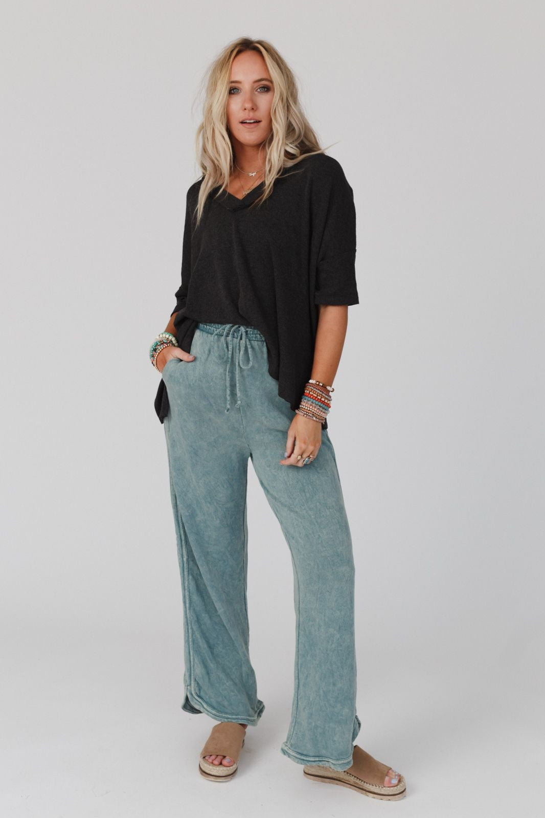 So Comfy Wide Leg Pant Full Length - Teal